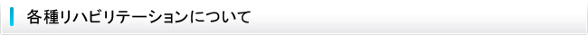 各種リハビリテーションについて