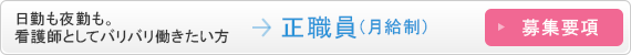 日勤も夜勤も。看護師としてバリバリ働きたい方 正職員(月給制)